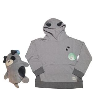 Cubcoats Gray Dog Transforming Hoodie to Plush Stuffed Animal kids 6/7 nwt